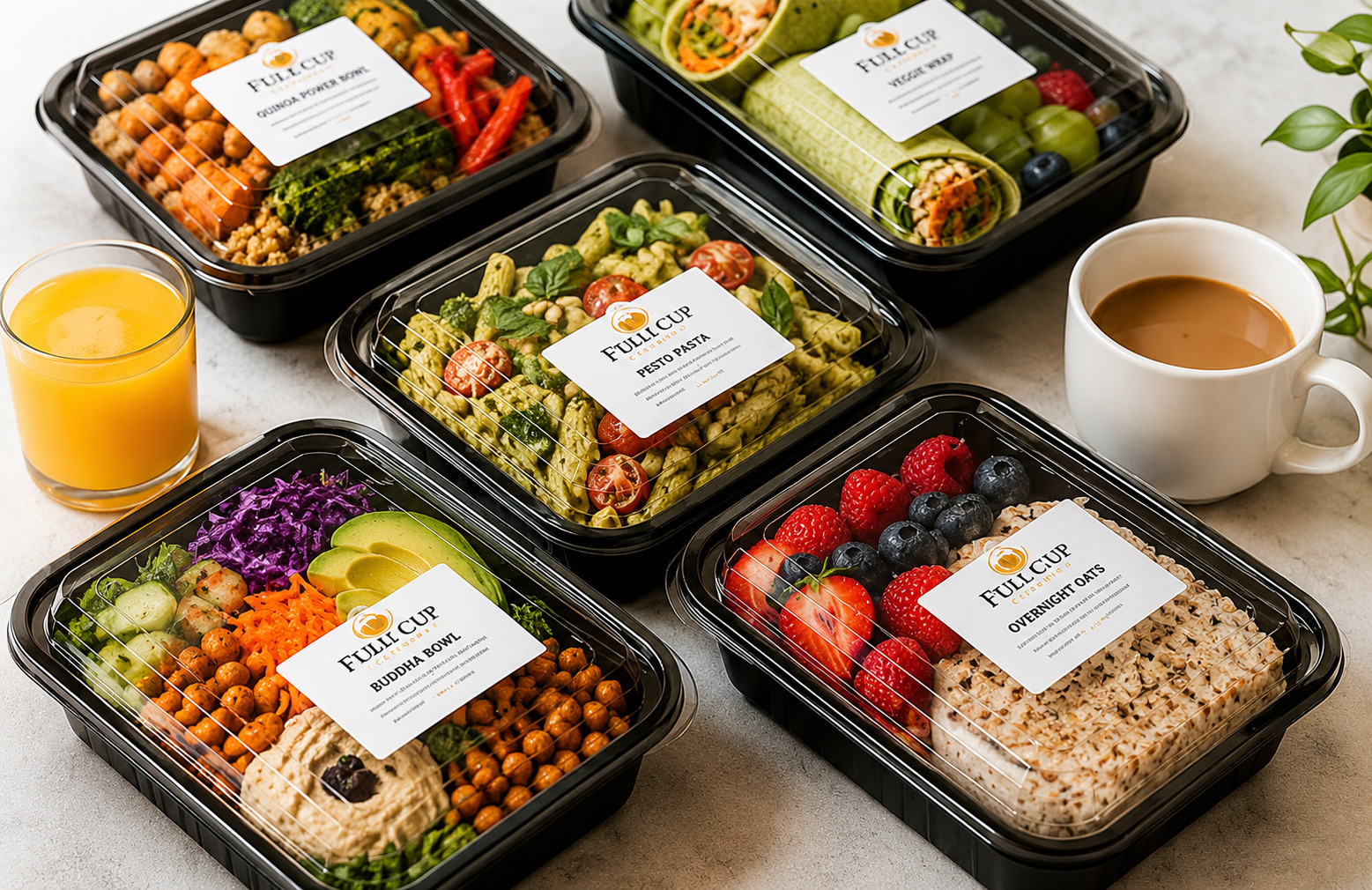 Office employees enjoying fresh daily office catering