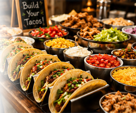 Taco bar catering setup